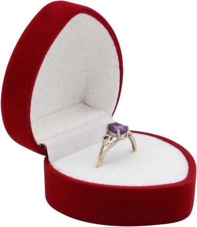 Elegante Hartvormige Ringdoos van Velvet voor Trouwen, Verloving en Voorstellen met Enkele Sleuf (Rood)