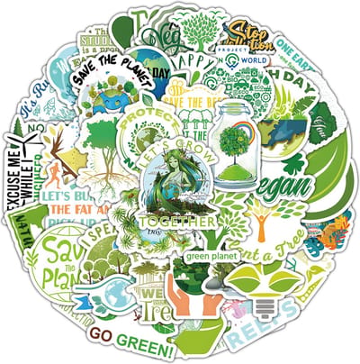 Red de Natuur Stickers - 100 stuks - Vegan, Save the Planet, Bomen, Milieu, Groen - Laptopstickers - 5x6CM