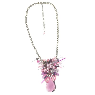 Behave® Ketting goudkleur met roze paarse hangers – 41 cm mode-accessoire