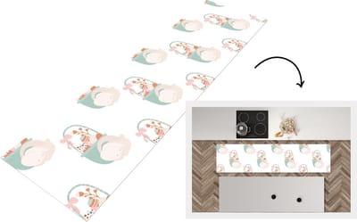 Keukenloper - Loper keuken - Patroon - Pasen - Paasmand - 200x50 cm - Keukenloper vinyl