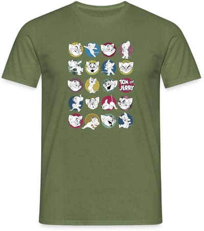 Tom And Jerry Iconische Uitdrukkingen Met Logo T-Shirt Heren