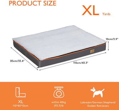 Hondenkussen - Hondenbed Orthopedisch - Gemaakt van Dikke Schuimkussen - Padded Pet Bed - met Wasbare en Waterdichte Hoes - Extra Groot