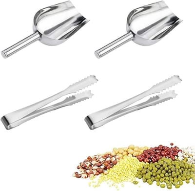 2-delige RVS IJslepel Set met U-vormige IJs Tangen, Ideaal voor Feestjes, Keuken en Supermarkten, Perfect voor IJs, Sorbet en Desserts