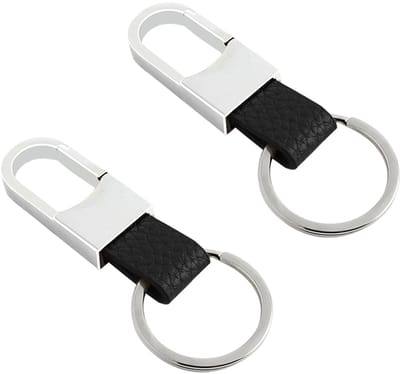 Allecto - Autosleutelhanger - Sleutelhouder - Echt leer - Zwart en bruin - Anti-verlies - Geschikt voor mannen en vrouwen - 2 stuks