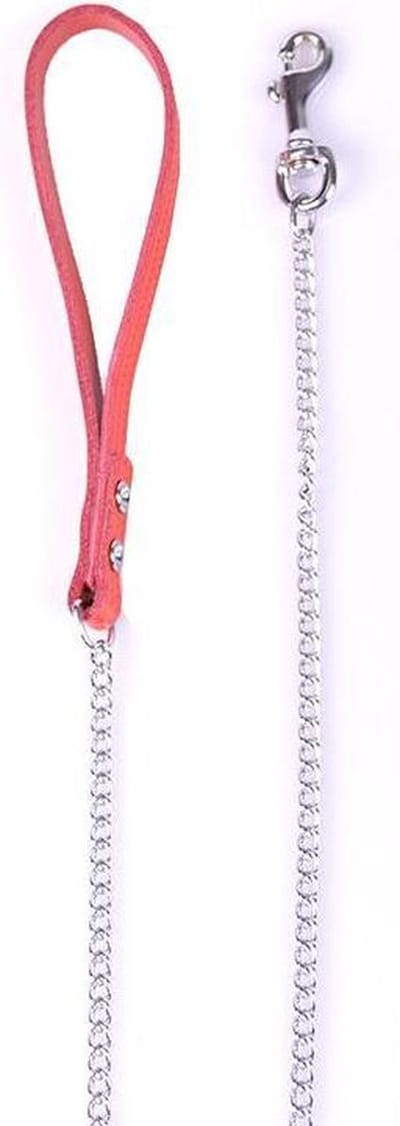 Kiotos - Hondenriem Met Ketting En Rood Handvat