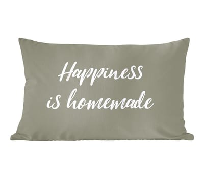 Sierkussens - Kussentjes Woonkamer - 50x30 cm - Quotes - Happiness is homemade - Spreuken - Geluk