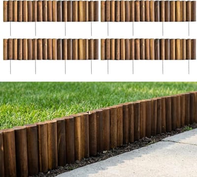 Decoratieve Tuinrand - Tuinafscheiding Randen - Bloembedden Afzetten - Flexibel Aanpasbaar - 76x15 cm - Bruin