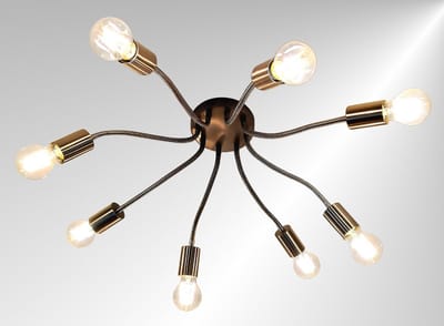 Trango 8-flg. Plafondlamp, RVS look 1013S, woonkamer, lamparmen, draaibaar *SPY* met 8x E27 fitting voor LED lamp, keukenlamp, hal, plafondlamp, vintage kroonluchter (zonder gloeilamp)