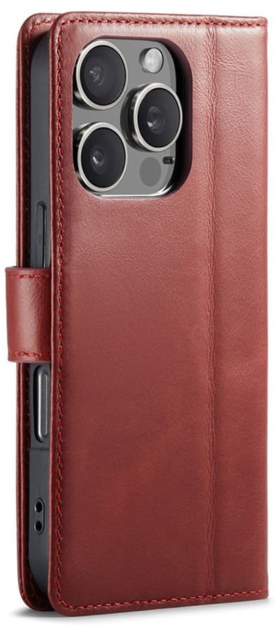 CaseMania Bookcase hoesje geschikt voor Apple iPhone 16 Pro - Effen Rood - Leer