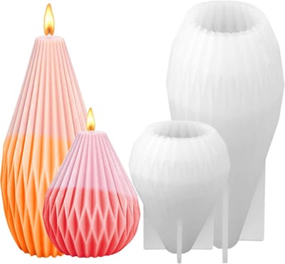 Geometrische kaarsen gietmallen van silicone, voor het maken van geurige kaarsen, DIY decoraties en chocolade (2 stuks)