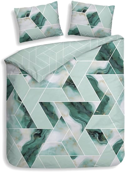 Heckettlane Dekbedovertrek Yarra - Sea Green- Dekbedovertrek van 100% Katoen-Satijn - Grafisch - Dekbedovertrek 260x200-220 cm - Lits-Jumeaux XL - Melbourne
