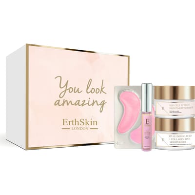 Rozenbloesem Glans Lip Plumping Gloss + Rozenbloesem Glans Hydro-Gel Oogpads + EGF Cell-Effect Nachtcrème + Hyaluronzuur & Collageen Dagcrème 50ml (Universele Kit)