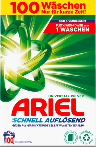 Ariel - Wasmiddel - Waspoeder - Quick Dissolving - Universal+ - 100wb/6000g