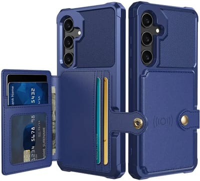 Portemonnee Hoesje Geschikt voor Samsung Galaxy A55 - Back Cover met Pasjeshouder - Telefoonhoesje voor Pinpas - Kaarthouder op Achterkant - Case met Magneet voor Auto Houder Donkerblauw