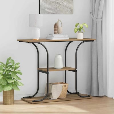 vidaXL - Wandtafel - Artisan - Eiken - 101 - x - 35 - x - 80,5 - cm - Bewerkt - hout