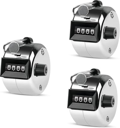 Vingerteller 4 Cijfer - Handklikker Tellen - Activiteiten Tellen - Duurzame Metalen Afwerking - Compact Ontwerp - Zwart