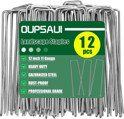 12 Inch (30,5 cm) Gegalvaniseerde Landschapspalen - Sterke Metalen Grondpennen voor Tuin en Onkruiddoek