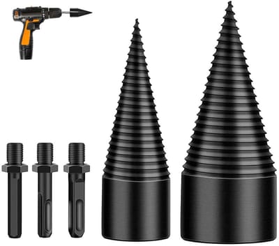 Houtsplitser met schroefconen en 3 handvatten voor boren in hout, geschikt voor vierkante, ronde en hexagonale vormen, ideaal voor trappen en houtbewerking
