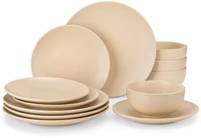 Celestia Serviesset - 12 delig - 4 persoons - Beige - Dinerborden - Bordenset - Diepe borden - Ontbijtborden - Servies - Keukenservies