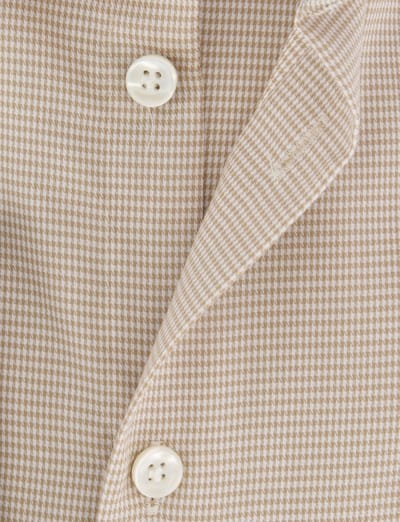 John Miller overhemd katoen beige geruit