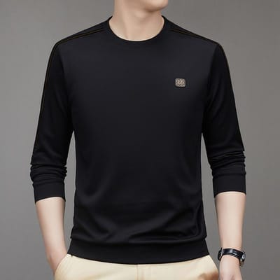 Herfst T-shirt met lange mouwen Heren Onderhemd voor Jonge en Middelbare Leeftijd Ronde Hals Modieus Casual Trendy Onderhemd Sweatshirt voor Heren 4XL