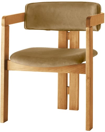 Asir - Stoel - Eiken, Licht taupe - 100% HOUT, FLUWEELSTOF / MULTIPLEX - 58 x 76 x 49 cm