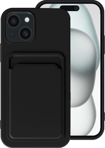 Smartphonica Telefoonhoesje Geschikt voor iPhone 15 met pasjeshouder - TPU backcover with cardslot - Zwart geschikt voor iPhone 15