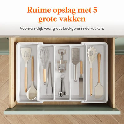 Dailygoody - Bestek Organizer - Keuken Organizer - Ruimtebesparend - Groot formaat - Bestekbak - Ideaal voor keuken - Wit