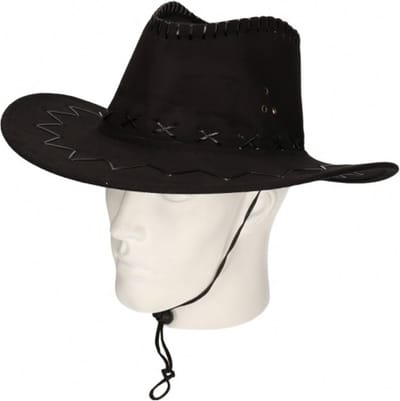 Faram party Cowboyhoed suede look - Zwart - carnaval verkleed hoeden - volwassenen