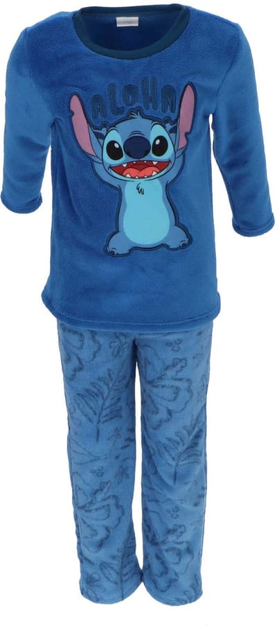 Lilo & Stitch Coral-Fleece Pyjama - Maat 110/116 - Blauw - Kind
