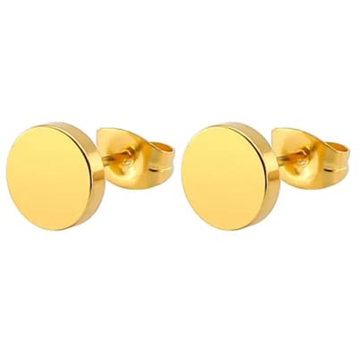 Fako Bijoux® - Oorbellen Dichte Cirkel - Ronde Oorstekers - RVS - Staal - Munt - Goudkleurig - 6mm