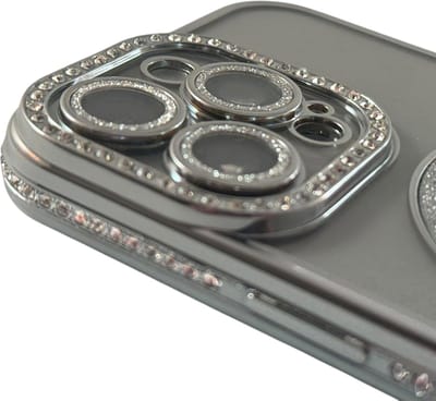HEM Hoesje Geschikt voor iPhone 16 Pro Max Hoesje - Geschikt voor MagSafe - Shockproof Backcover - Zilver Glitter Transparant hoesje