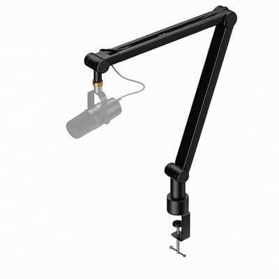 AS-AK48 professionele microfoonarm met smartphonehouder en kabelbeheer, 360° draaibare en opvouwbare microfoonarm, met 3/8" tot 5/8" schroefadapter