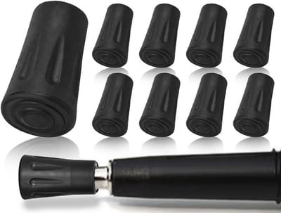 8 Stuks Rubber Buffers voor Wandelstokken - Zwarte Rubber Stopper Geschikt voor Nordic Walking Poles en Stokken met Antislip Functie