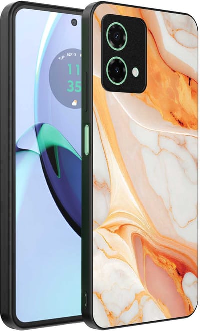 Geschikt voor Motorola Moto G84 Telefoonhoesje met marmer opdruk - TPU backcover case marble design - Oranje - Smartphonica geschikt voor Motorola Moto G84