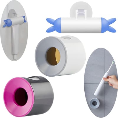 Allecto Premium - Tandenborstelhouder Wandmontage voor Badkamer - Multifunctionele Organizer Set - Zuignap Tandpasta Squeezer