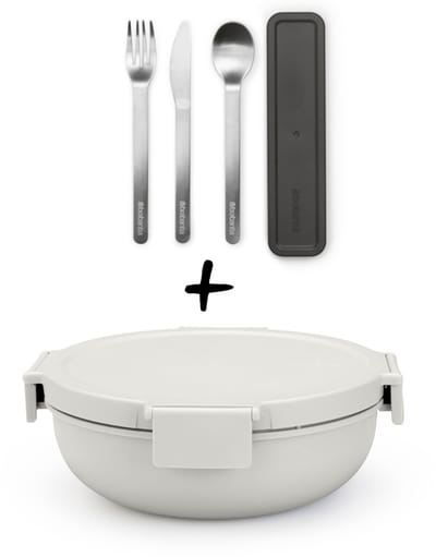 Brabantia Make & Take Set - Salade Lunchbox + Bestekset 3-delig - Dark/Light Grey