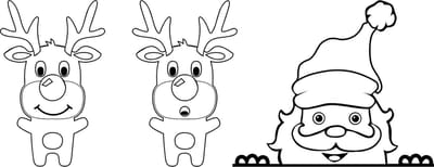 Kerst raamsticker Gluur kerstman en rendieren - Kerst decoratie - Zwart/Wit - klein