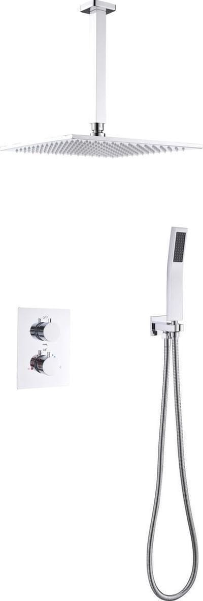 Mawialux thermostatische inbouw regendoucheset - Vierkant - Pointer Chroom