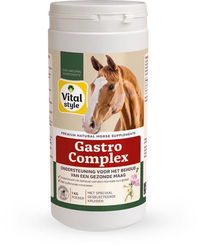 VITALstyle Gastrocomplex - Paarden Supplement - Complete Ondersteuning Voor Het Behoud Van Een Gezonde Maag - Met o.a. Spirulina & Kamille - 1 kg