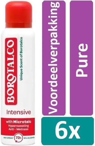 Borotalco Deodorant Spray Intensive – Voordeelverpakking 6 x 150 ml