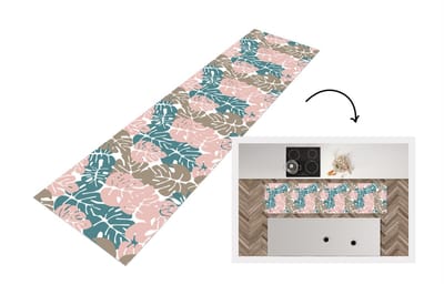 Keukenloper - Loper keuken - Monstera - Jungle - Patronen - Pastel - Bladeren - 200x50 cm - Keukenloper vinyl