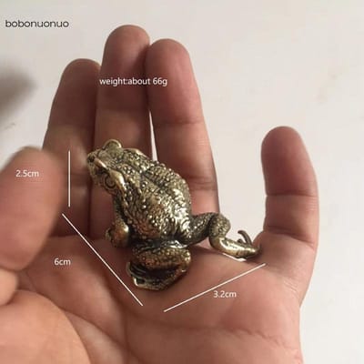 Figurines de crapaud en laiton massif Miniatures Thé Pet Table Jouet Ornement Décoration Artisanat Accessoires Statues d'animaux en cuivre porte-bonheur Décor brown