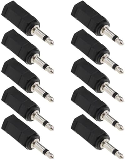 Solidchoice - Dailygoody - 3.5mm Mono naar Stereo Adapter - 10 Stuks - Ideaal voor Hoofdtelefoons - Zwart - Geschikt voor Mobiele Telefoons - Perfect voor Computer ...