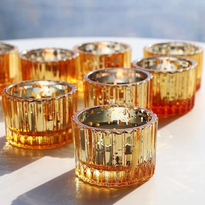 Gouden Votief Kandelaars voor Kerstversiering - 24 Stuks Theelichtjes Kaarsenhouders voor Tafelcentra
