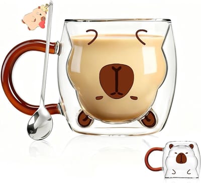 Schattige Capybara Cadeaus voor Vrouwen, Dubbelwandige Koffieglaasjes voor Cappuccino, Thee en Espresso, Leuk Geschenk voor Verjaardag en Kerst