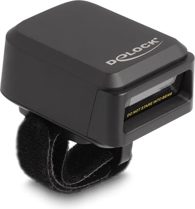 Delock Ring Barcode Scanner 1D and 2D with 2.4 GHz or Bluetooth - Wireless Charging Function