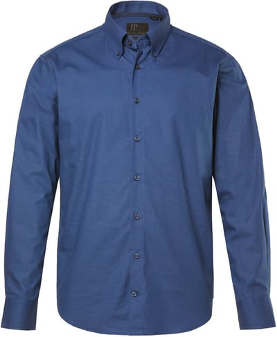 JP 1880 - Heren - Overhemd lange mouwen minimalistische print buttondown kraag - Navy blauw - Maat L