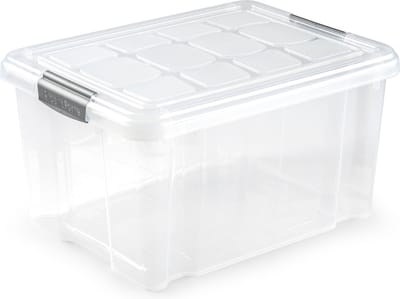 Plasticforte Opslagbakken met deksel - 16 liter - 40 x 30 x 21 cm - Organizers - transparant - kunststof