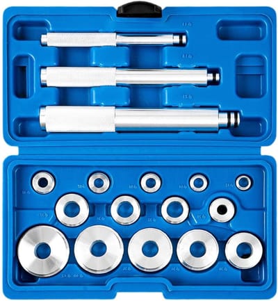 Lagerring set - Afdichtingsbussen gereedschap - Wiellagers monteren - 14 Schijven - Diverse maten - Aluminiumkleurig